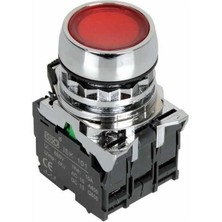 Voltaj ISM-BW34M5 220V Işıklı Yaylı Metal Buton - Kırmızı