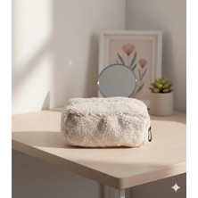 Melien Peluş Clutch El Çantası Makyaj Çantası Aksesuar El Çantası Portföy Çantası Minimalist Şıklık