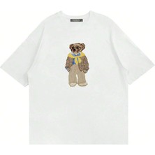 Mad&Calf  Unisex Teddy Guy Baskılı Bisiklet Yaka Oversize Tshirt