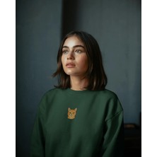 Tekir Kedi Baskılı Kadın Sweatshirt – Minimal Tasarım | Muhtar Store
