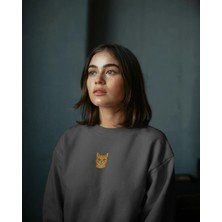 Tekir Kedi Baskılı Kadın Sweatshirt – Minimal Tasarım | Muhtar Store