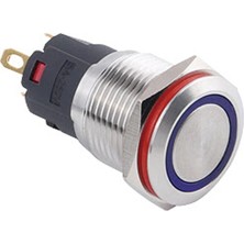 Wdele WD16A-P1Z-E 16MM Düz Anahtarlı Işıklı Metal Buton - Mavi