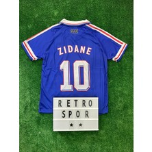 1998 Dünya Kupası Zidane Yakalı Fransa Iç Saha Nostalji Kısa Kol Forma / Retro Zinedine Zidane Forma