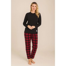 Kly Kadın Uzun Kollu Ekoseli Pijama Takımı