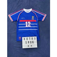 Henry 1998 Dünya Kupası Fransa Iç Saha Mavi Renk Kısa Kol Nostalji Forma / Retro Henry Forma