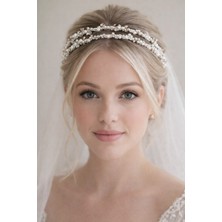 Eva Flore Kristal Taş ve İncili Gelin Nişan Özel Gün Tacı