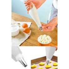 Mucit Home Krema Sıkma Torbası Seti 10 Parça Pasta Krema Kek Süsleme Torbası Paslanmaz Çelik Uçlu