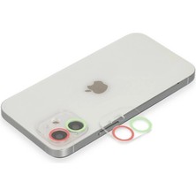 Hayat Store Iphone 12 Renkli Kamera Lens Koruma Cam - Yeşil-Pembe