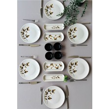 Yiğit Seramik Züccaciye Akasya Model 6 Kişilik 14 Parça Röfyeli Modern Kahvaltı - Brunch Takımı