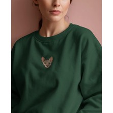 Sphynx Kedi Baskılı Kadın Sweatshirt – Minimal Tüysüz Kedi Tasarımı | Muhtar Store