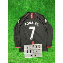 2008 Sezonu Nostalji Cristiano Ronaldo Manchester United Uzun Kol Nostalji Forma / Retro Ronaldo Siyah Renk Forma