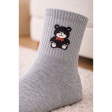 İpeksi Teddy Ayıcık Desen Organik Pamuk Penye Tenis Kolej Çorap