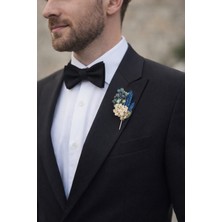 Eva Flore Mavi Beyaz Damat Yaka Çiçeği Iğnesi