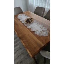 Zesa Home Lüx Fransız Dantelli Keten Gardeya Runner