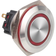 Voltaj WD30B-P1-E 30MM Düz Yaylı Işıklı Metal Buton - Kırmızı