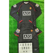 Ikili Set 2008 Sezonu Nostalji Cristiano Ronaldo Manchester United Uzun ve Kısa Kol Siyah Renk Nostalji Forma /