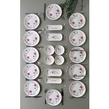 Yiğit Seramik Züccaciye Bahar Model 12 Kişilik 20 Parça Röfyeli Modern Kahvaltı - Brunch Takımı (Pembe)