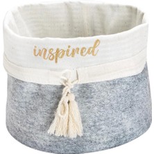 FRY Yuvarlak Katlanabilir Çok Amaçlı Saklama Organizer Kutu Keçe Sepet (Mini) - 03402 ( Lisinya )