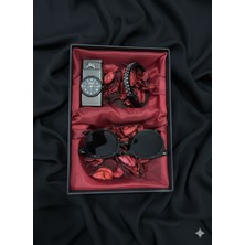 Huma Butik Takı Aksesuar Erkek Aksesuar Seti | Saat Gözlük Bileklik | Özel Kutulu Şık Hediye