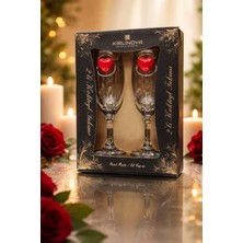 KirLinova Kırmızı Kalp Detaylı Kokteyl Kadehi 2 Li - (Kahve Yanı Su/kokteyl Bardak) 190 ml