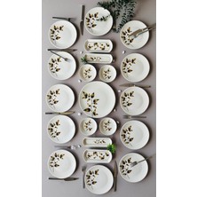 Yiğit Seramik Züccaciye Akasya Model 12 Kişilik Röfyeli Modern Kahvaltı - Brunch Takımı