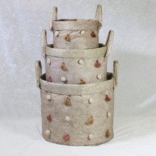 FRY Katlanabilir Çok Amaçlı Ponponlu Yuvarlak Düzenleyici Saklama Kutusu Organizer Keçe Set ( Lisinya )