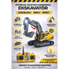 Yıldırım Oyuncak Uzaktan Kumandalı Işıklı Sesli Çok Fonksiyonlu Şarjlı 360° Döner Başlıklı Oynayabilir Metal Kepçeli Inşaat Aracı