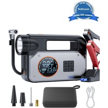 Hayat Store Şarjlı 12.000 Mah Taşınabilir Çantalı Araç Akü Şarj Takviyeli Işıklı Hava Kompresörü Yeni Model