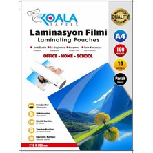 Koala Papers A4 Laminasyon Filmi 125 Micron 10 Adet Parlak Kaplama Malzemesi Tam Koruyucu