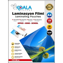 Koala Papers 125 Micron A4 Parlak Laminasyon Filmi 216 x 303 25’ Li
