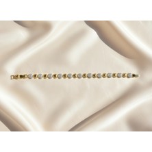 Zarene Silver Xuping Taşlı Kalpli Bileklik 14K Gold