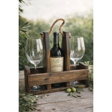 The N Wood Rustik Tasarım Masif Ahşap Şişelik ve Kadehlik – Dekoratif Ahşap Düzenleyici