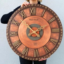 Han Clock 3D Ahşap Duvar Saati (Çelik Civatalı) 60 CM
