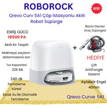 Roborock Qrevo Curv 5A1 Akıllı Robot Süpürge Beyaz-3 Kopyası +  Black+Decker Araç Süpürgesi Hediye