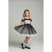 Kız Çocuk Askılı Fiyonk Süsleme Astarlı Saten Üzeri Tül Sırt Lastikli Abiye