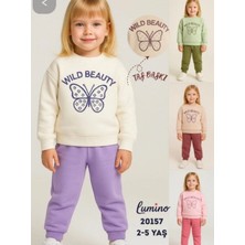 Lumino Taşlı Kelebek Baskılı Kız Çocuk Alt Üst Takım