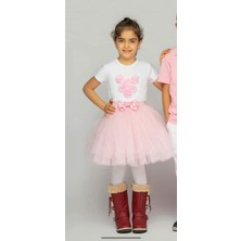 ÜMİTEKS WORLD OF CLOTHES 23 Nisan Kız Çocuk Okul Gösteri Kıyafeti Takım Etek Tişört T-Shirt Alt Üst Çiçekli T-Shirt