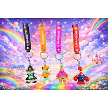 Mavi Concept Sünger Bob Karakterleri Silikon Anahtarlık – Renkli Sevimli Figür Anahtarlık 1 Paket 4 Adet