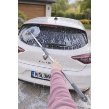 Visluna Gri Mikrofiber Oto Yıkama Mopu 2 In 1 Pratik Araba Yıkama Fırçası Teleskopik Uzun Saplı