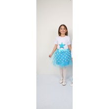 ÜMİTEKS WORLD OF CLOTHES 23 Nisan Gösteri Kıyafeti Kız Çocuk Turkuaz Pileli Etek ve Kapli Badi Takım Gösteri Kıyafeti Kostüm