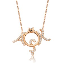 Fm Gümüş Tek Taş Aşk Bayan Kolye