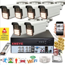 Bises 6 Lı Araç Insan Yüz Tanımalı Hareket Algılayan 5 Mp Lens 12 Warm LED Gece Renkli Kamera Seti 5915W