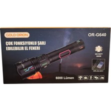 6000 Lümen Gold Orion ORG-640 Şarjlı Uzunmenzilli El Feneri