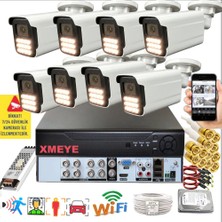 Bises 8 Li Araç Insan Yüz Tanımalı Hareket Algılayan 5 Mp Lens 12 Warm LED Gece Renkli Kamera Seti 5915W