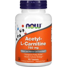 Now Foods Acetyl-L Carnitine Amino Acid Brain & Cognitive 750 Mg 90 Tablet