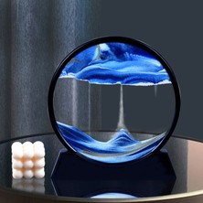 Racoonco 3D Hareketli Kum Saati Derin Deniz Kumu Sanatı Siyah Çerçeve Turuncu ve Mavi Kum