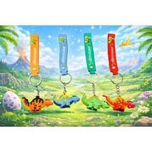 Mavi Concept Dinozor Silikon Anahtarlık – Dino Renkli Sevimli Figür Anahtarlık 1 Paket 4 Adet