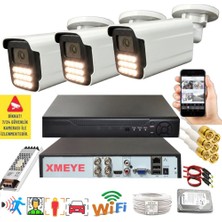 Bises 3 Lü Hareket Algılayan 5 Mp Lens 12 Warm LED Gece Renkli Gösteren Güvenlik Kamerası Seti Bs 5915W