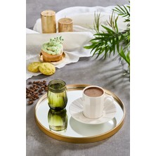 Özbience Yuvarlak Aynalı Sunumluk, Altın Renk, 24X24 Cm, Kahve & Çay Ikramlık