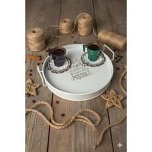 Özbience Beyaz Metal Sunum Tepsi 27 Cm, Çay Kahve ve Tatlı Servisi Için Ideal